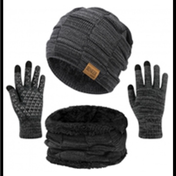 Senker Fashion Winter Beanie Hat Scarf and Touchscreen Gloves Set for Men, - Picture 1 of 3